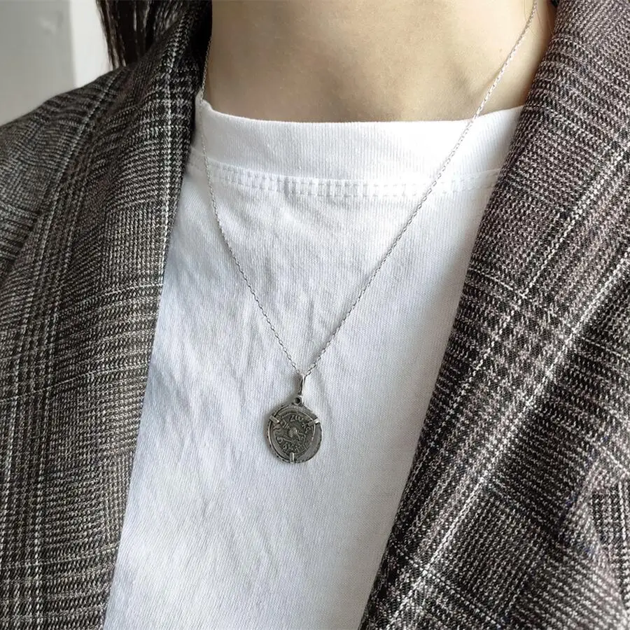 

New design Vintage minimalist 925 sterling silver jewelry round pendant pendant for women