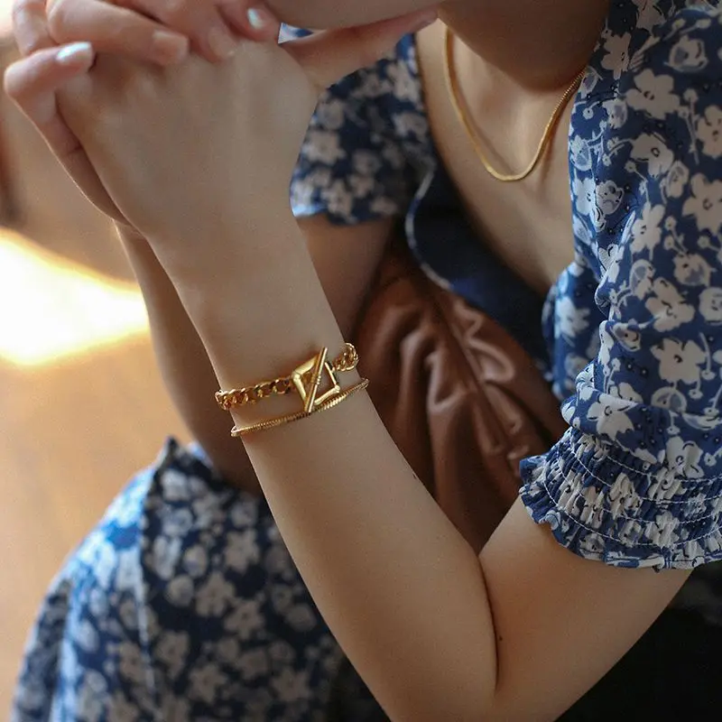

Charare Gold plated snake chain bracelet for women, Gold,silver