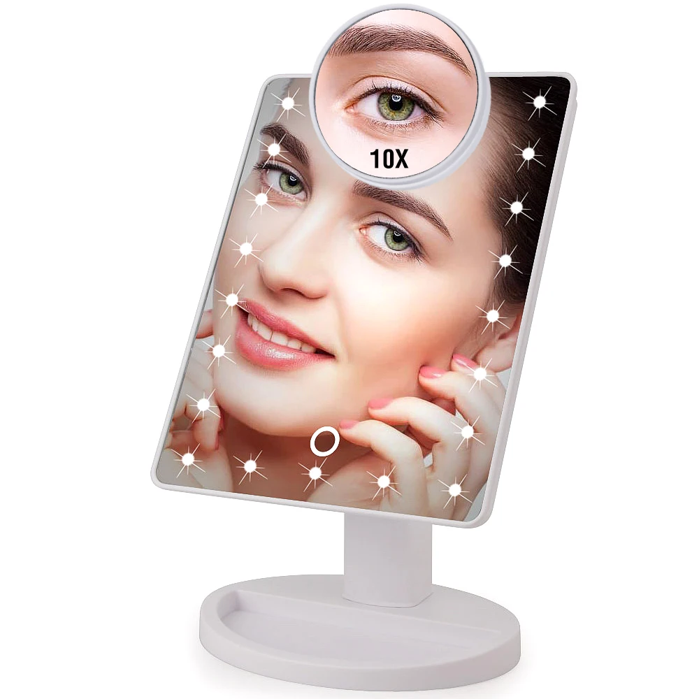 

Factory Battery and USB Vanity Mirror Led Light Make Up With 10X Magnify Round Mirror Makeup Tools Touch Screen Mirror