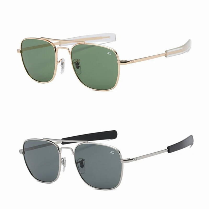 

Wholesale Luxury Designer Metal Square Frame Sun Glasses Fashion Driving Shades Men AO Tactical Military Brand Sunglasses Man, As show /custom colors