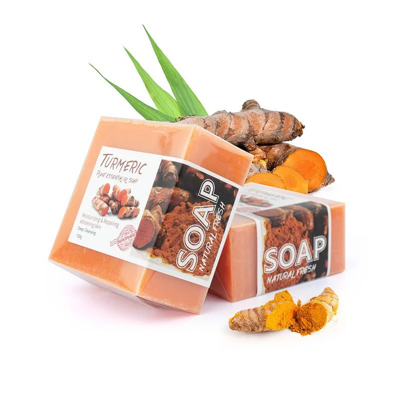 

Tumeric Soap Acne Dark Spots Removal Skin Brighten Handmade Soap Face Cleansing Body Bleaching face Bath Whitening Soap GG