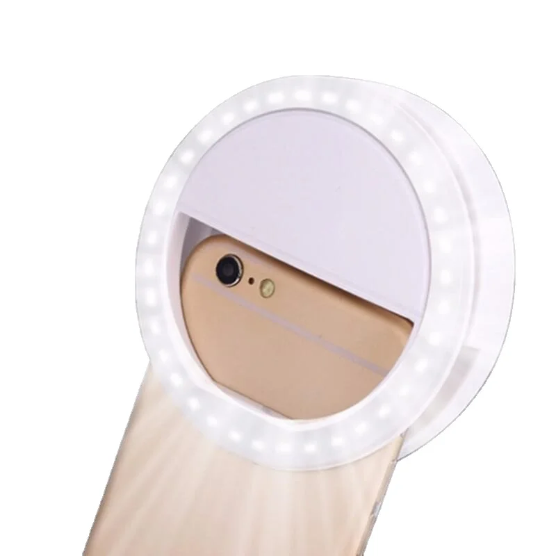 Portable USB Flash Camera Clip-on Phone Self ring Light LED Video mini Lights Night Photo Beauty Fill pink white ring Light