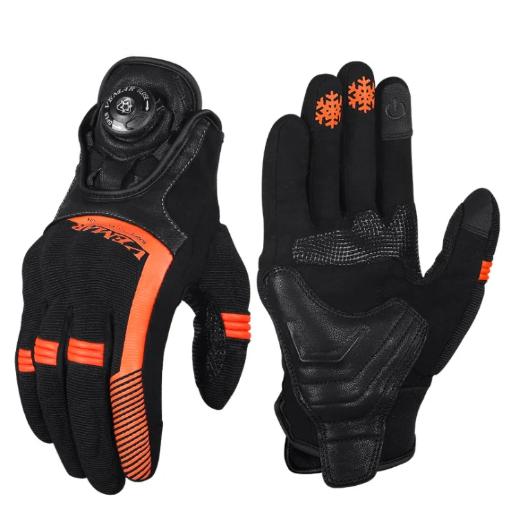 

Mountain Bike Riding Gloves Sports Bicycle Motorcycle Motorbike Racing Full Finger Gloves, Black/orange/green