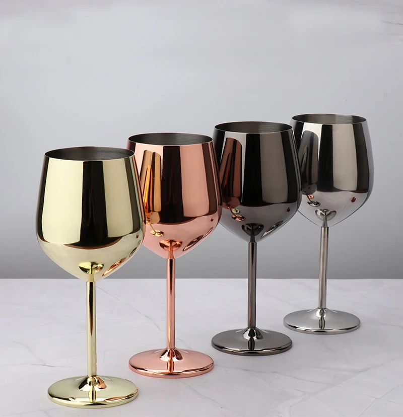 

2020 Wine Glasses Goblet Party Barware Kitchen Tool Rose Gold Champagne Copper Silver Stainless Steel 500ML Beer Mugs Metal LFGB, Customized colors acceptable