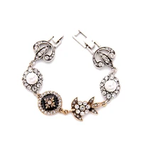 

Handmade Moda Bijoux Joyas Geometric Enamel Crystal Rhinestone Imitation Cheap Pearl Friendship Anchor Charm Bracelets For Women