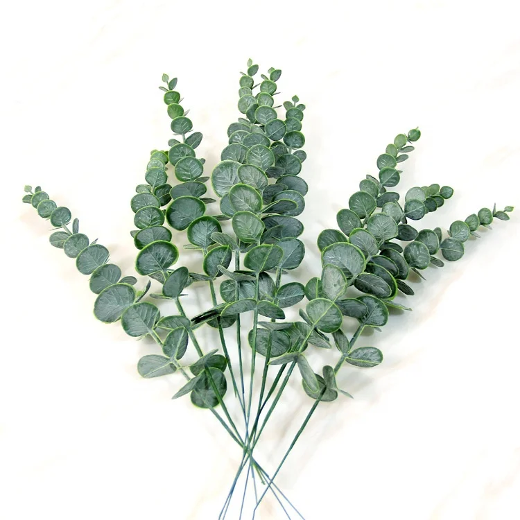 

Hot Sale Artificial Flowers Eucalyptus Leaves for Wedding Decoration Artificial Leaves, Green and red