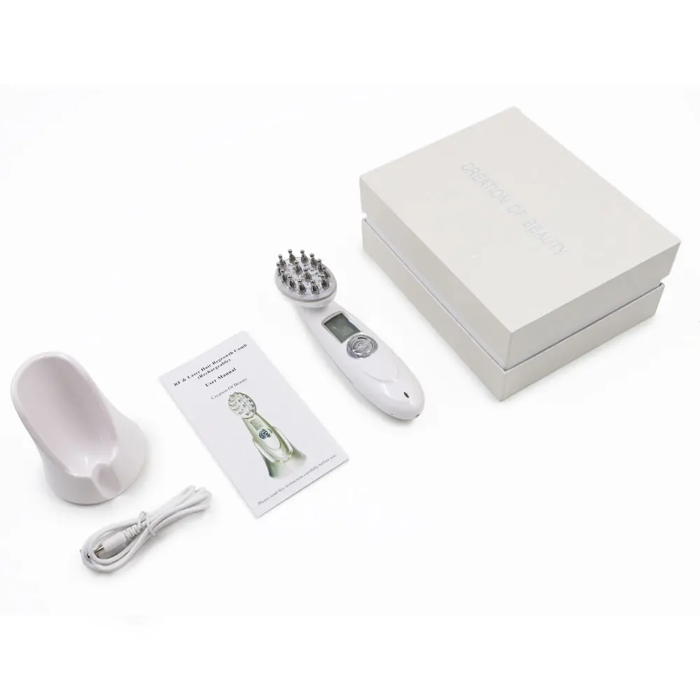 Professional Hair Growth Laser Comb Red Led Light Therapy Combs Rf Ems Scalp Relax Massager Hair