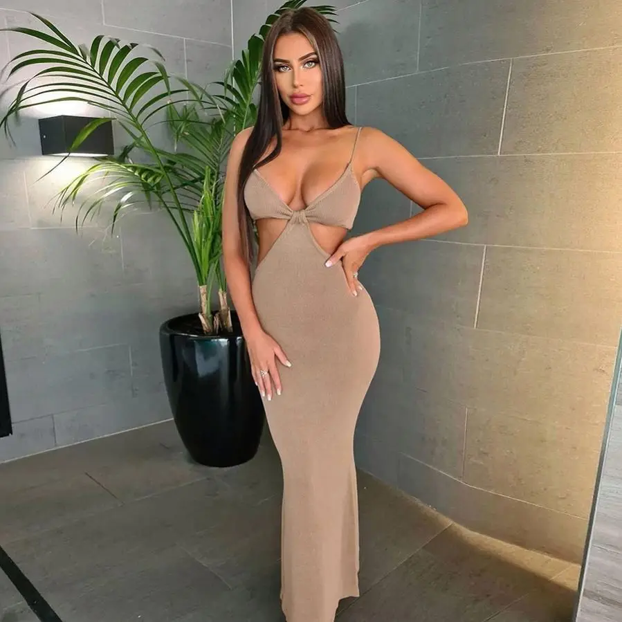 

Summer sleeveless hollow sexy low - cut back stretch tight dress 2021 new women's dress