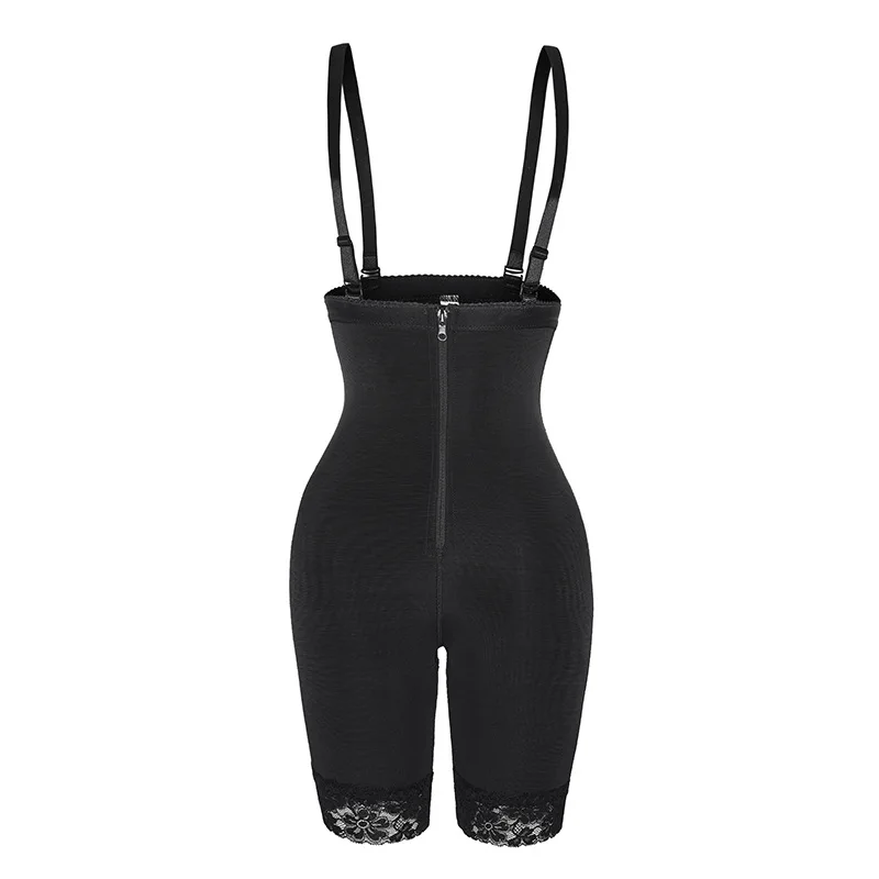 

Womens Shapewear Slimming Lace Bodysuit Underbust Thigh Zipper Waist Trainer With Butt Lift Full Body Shaper, Black nude