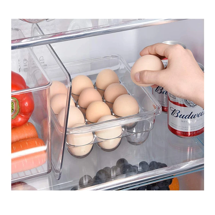 

Plastic Refrigerator Egg Tray Carrier Clear Egg Holder Storage Container