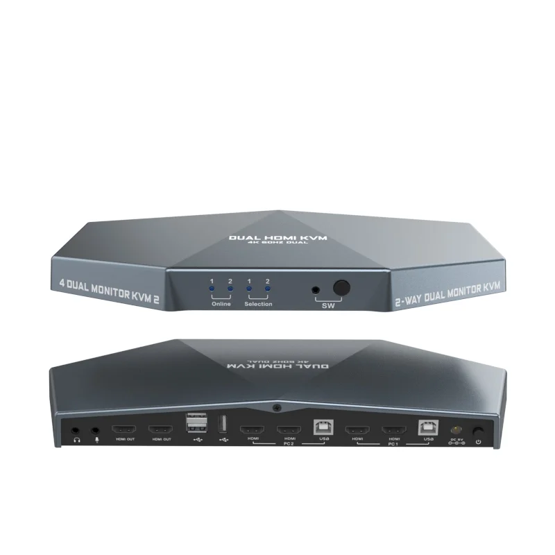 

Multifunction 14 Port Desktop 4k 30hz Switches Dual Monitor KVM HDMI USB Extender Switch KVM