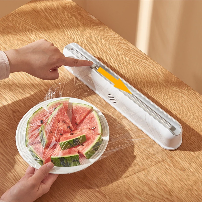 

Suction Cup Type Cling Film Cutter Refrigerator Magnetic Wall-mounted Adjustable Cling Film Divider, White