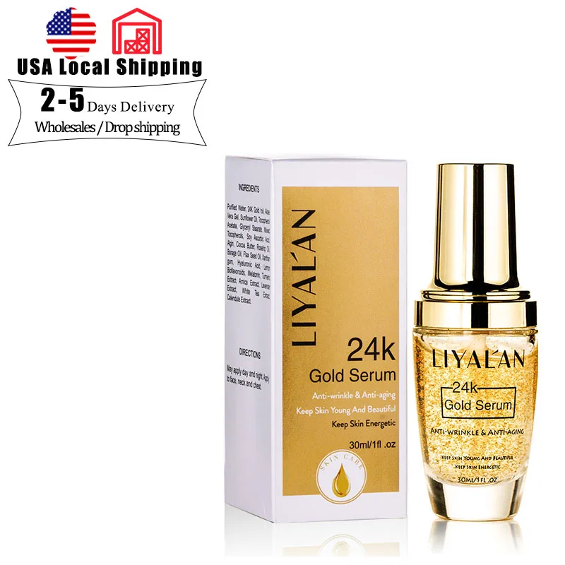 

2021Hot Selling Best Skincare Product Facial Anti Aging Antiwrinkle Firming 24k Gold Face Serum, Transparent