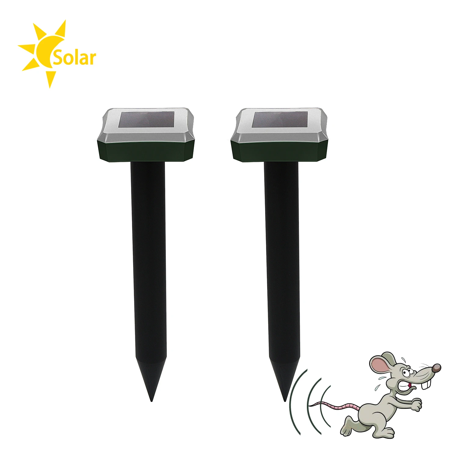 

Solar Powered Rodent Repeller Pest Control Vibration Snake Repellent Ultrasonic Animal Mole Repellent