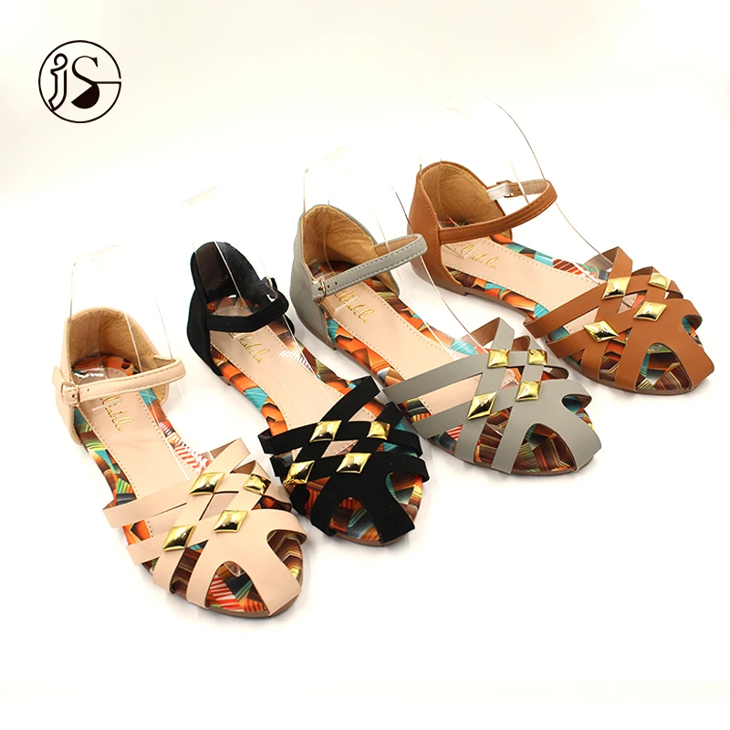 

Latest design women sandals 2020 floral cloth middle sole flat sandals, Picture