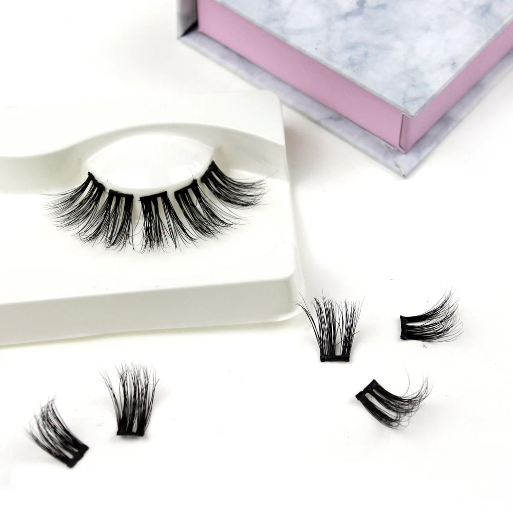 

Diy semi permanent mink eyelash extensions pre-cut eyelashes cluster, Natural black