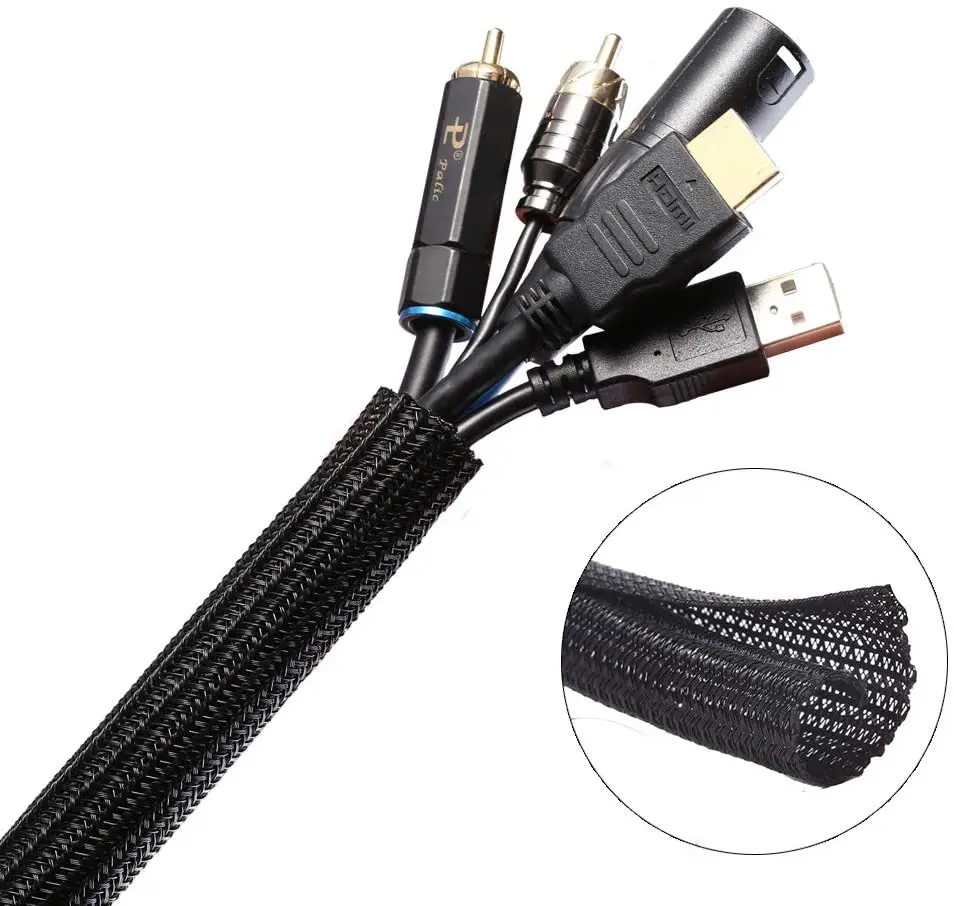 3mm-38mm Pet Expandable Braided Split Sleeve Cord Protector Wire Loom  Tubing Cable Sleeve Split Sleeving for USB Cable Power Cord Audio Video  Cable