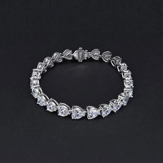 

925 Sterling Silver Heart Link Tennis Bracelet For Women Jewelry