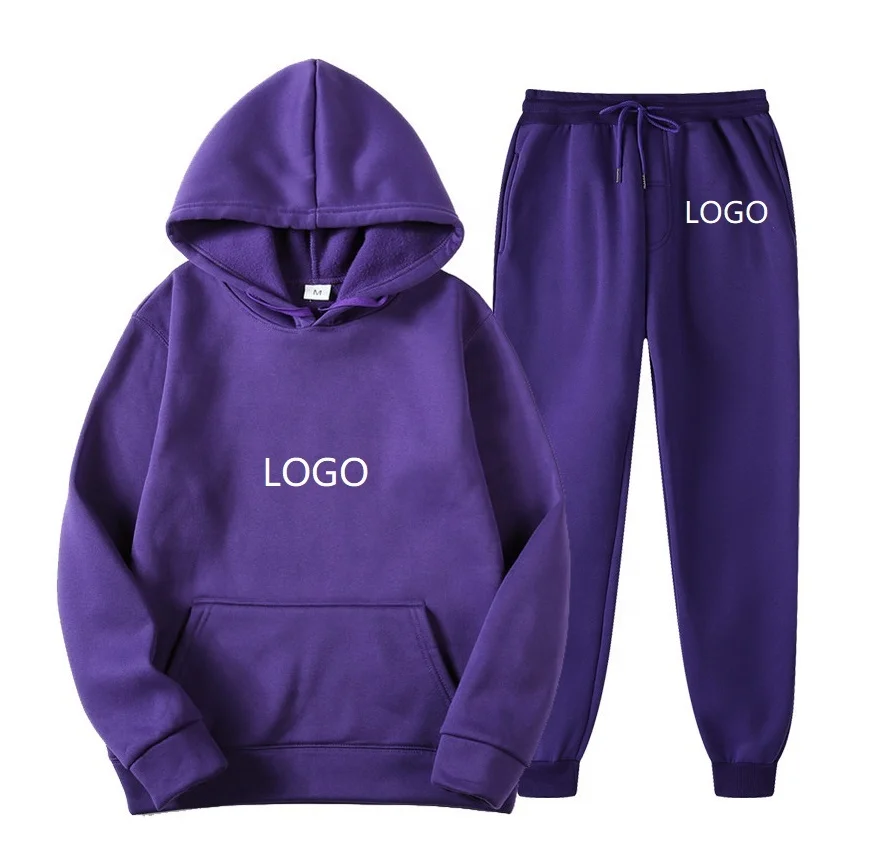 

YD Fashion 2021 women custom two piece pants jogger and fleece pullover hoodie unisex set men unisex tracksuits