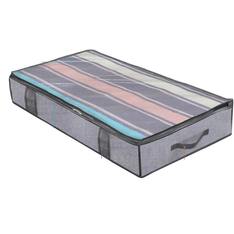 

Lightweight Foldable Underbed Bags Underbed Storage Box Breathable Zippered Organizer for Bedroom with Clear Window and 4 Handle, Accepted customized