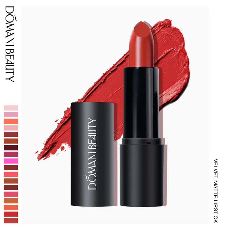 

Domani Beauty Wholesaler Vendors Makeup 18 Colors Nude Red with Label Velvet Matte Lip Stick Lipstick