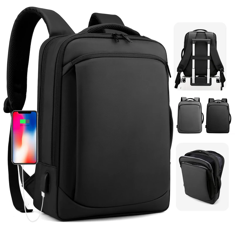 

2022 New high quality computer backpacks Anti-theft USB charging men briefcase notebook bags business PU laptop backpack, Customized color