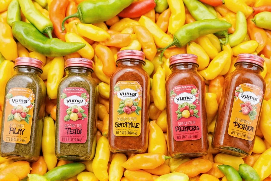 Different types of chiles displayed in a grocery store