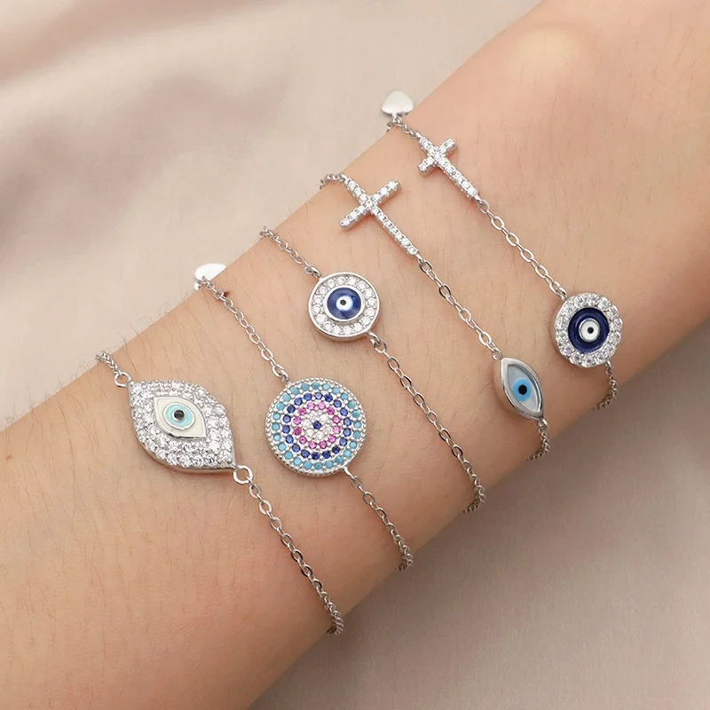 

turkish blue gold women infinity charm hamsa 925 jewelry sterling silver evil eyes bracelet