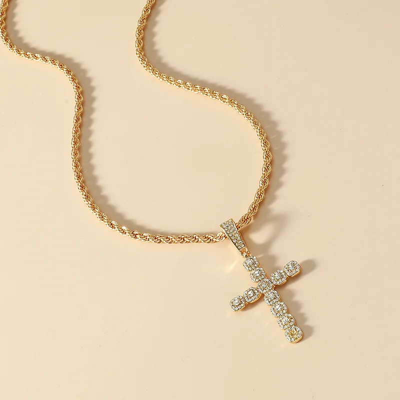

wholesale micro pave crystal cross necklace,fashion cross pendant necklace,sideway corss necklace, As pic