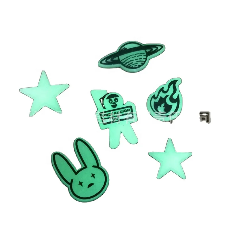 

New luminous garden hole shoes PVC rabbit star accessories jewelry charm personality fashion trend, As pictures