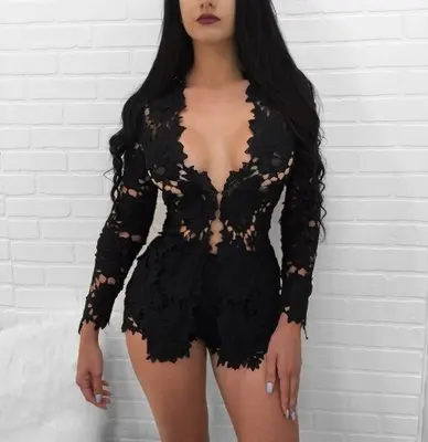 

European and American women's lace long-sleeved pants suit