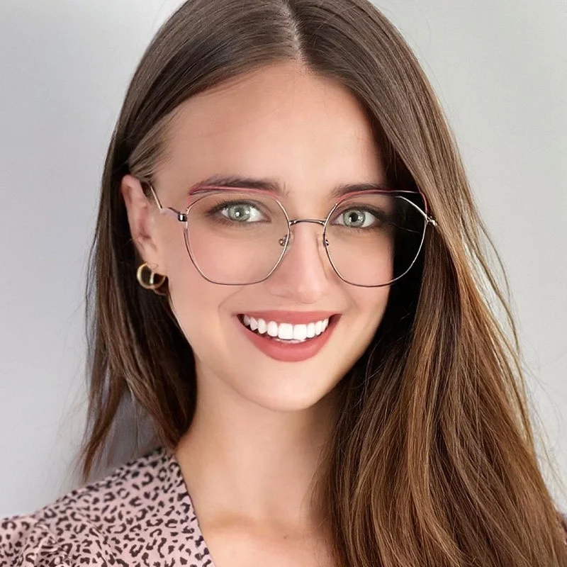 

Eyewear 501 New Style Cat Eye Blue Light Blocking Optical Glasses INS Fashion Metal Big Frames Women's Prescription Eyeglasses