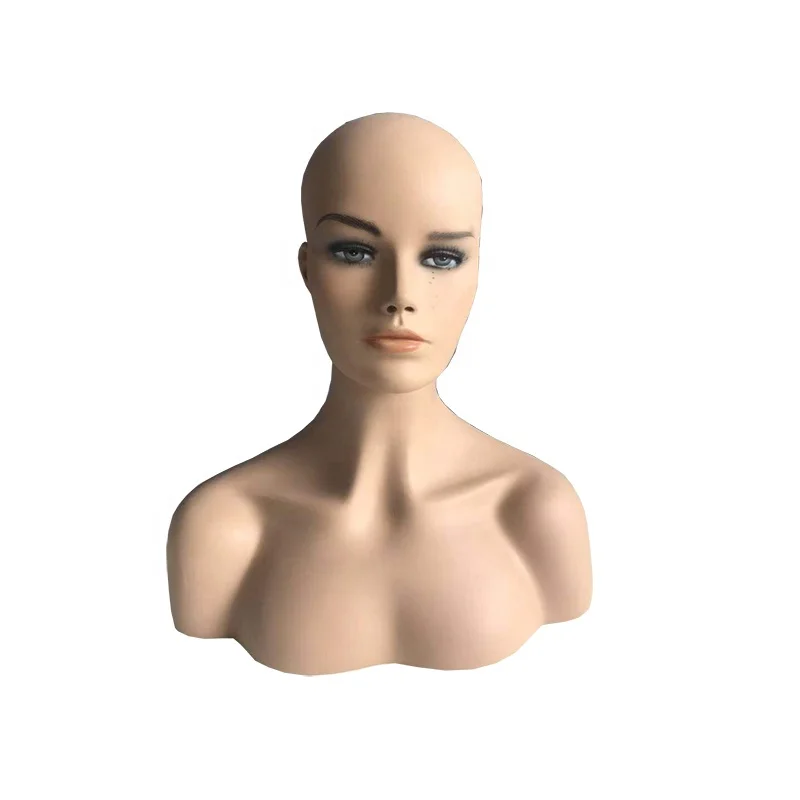 

Wholesale most popular realistic female head mannequin with make-up face for wig display, Skin