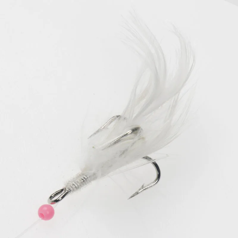 

New process white silk bonding fishing treble hook with feather hook