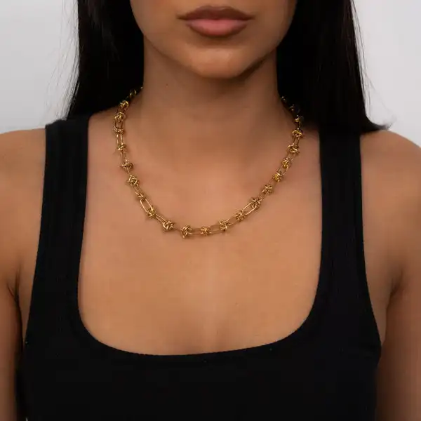 

Manufacturer custom water proof jewelry high quality 18k gold plated chunky neckless jewelry