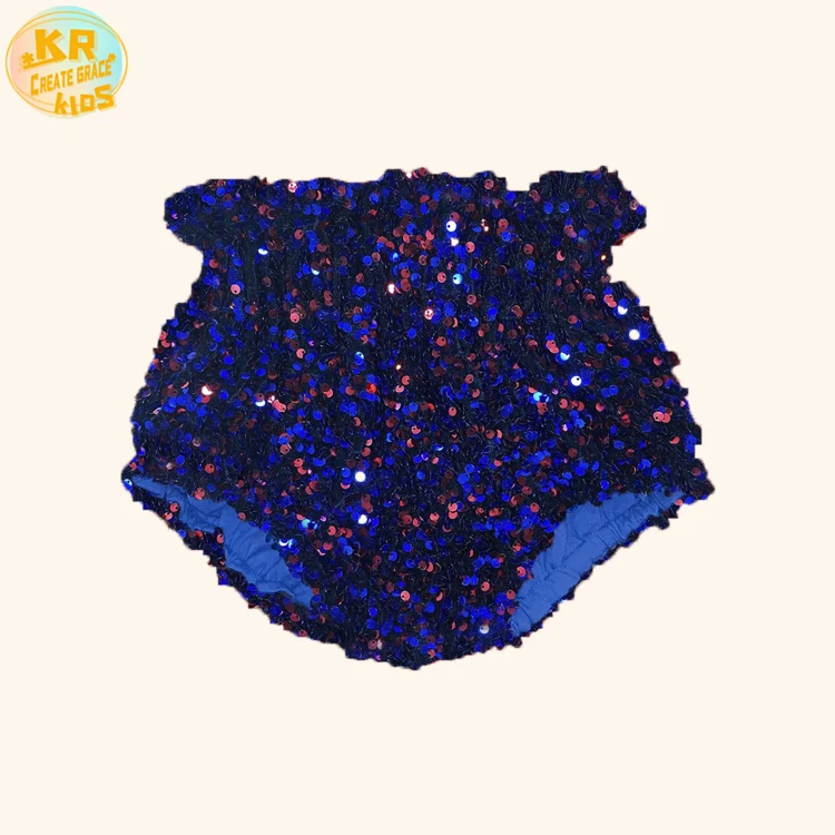 

4th Of July Kids Pants Boutique Clothing Summer Girls Sequins Shorts Custom Baby Bummies