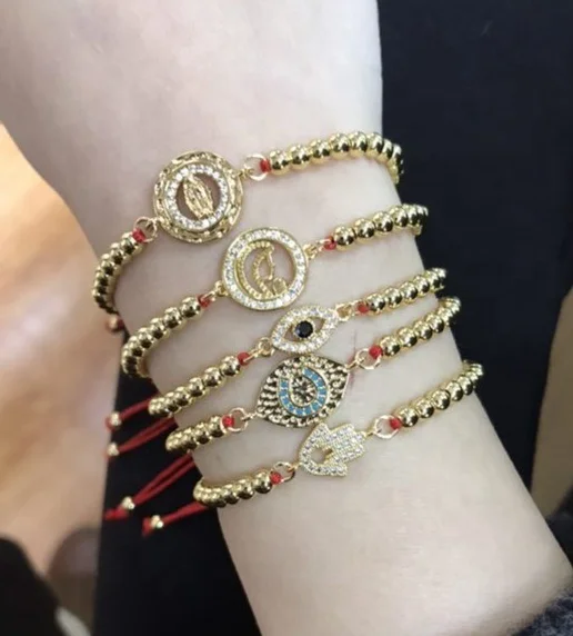 

2020 Newest Fashion Charm Turkey Evil Eye Shapes Bangle Jesus And The Virgin Mary Copper micro diamond Bracelet Jewelry, Multi-colors