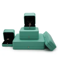 

Green PU ring box bracelet necklace organizer custom jewelry pendant box