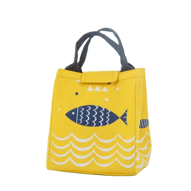 

yellow thickened handbag cute fish design insulation bag portable picnic lunch bags