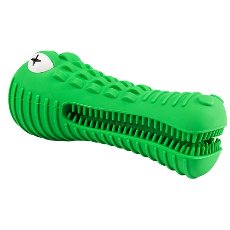 

New Net Products Simulation Alligator Molar Stick Sound Cleaning Interactive Bite Resistant Dog Toothbrush Dog Bite Toys, Green