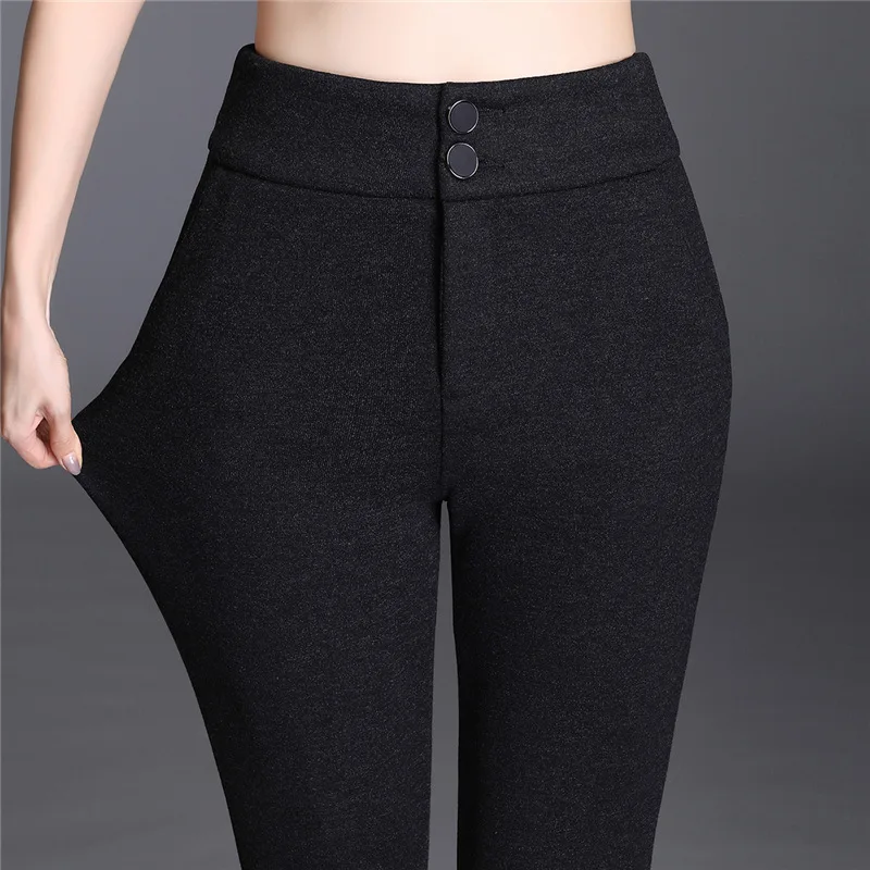 

Winter oversize Stretch High Waist Skinny Pencil pant elastic tight Plush Pant women thickened warm Plus Size Trousers Leggings