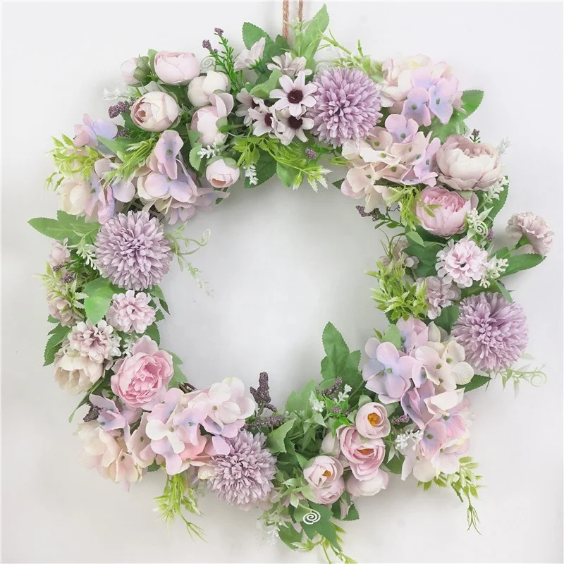

X-1162 Supplier Artificial Silk Peony Flower Wreath For Wedding Wall Decoration, 5 colors
