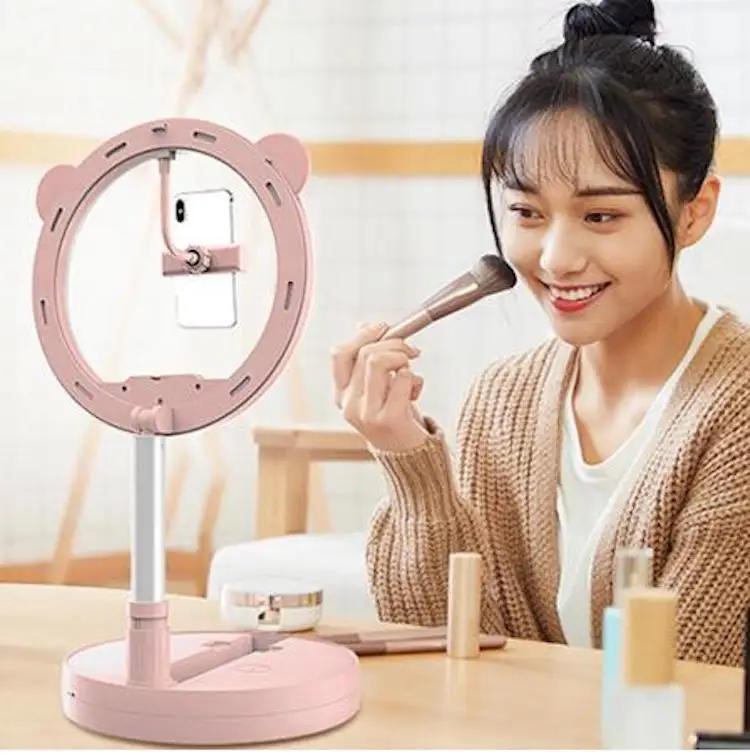 

G2 LED Phone Ring Light with Foldable Stand & Phone Holder for Live Stream/Makeup/YouTube Video/Photography/Vlog