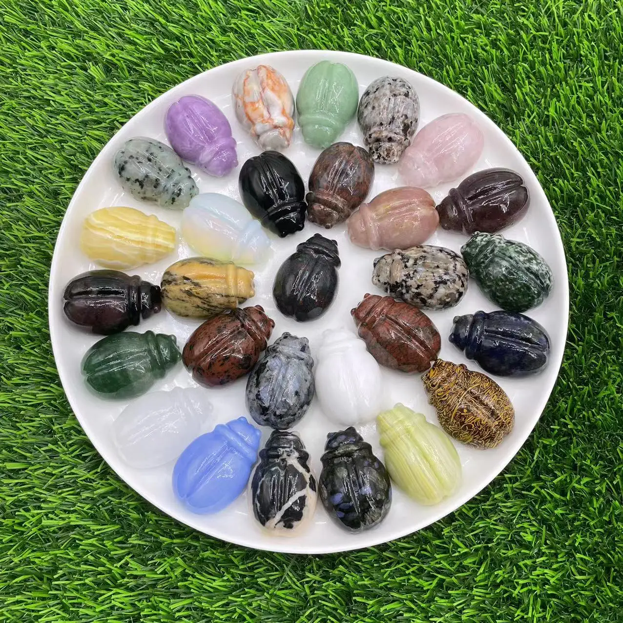 

2inch natural healing gemstone semi-precious stone crafts Crystal lady bugs Carving Crafts Crystal gifts ladybird