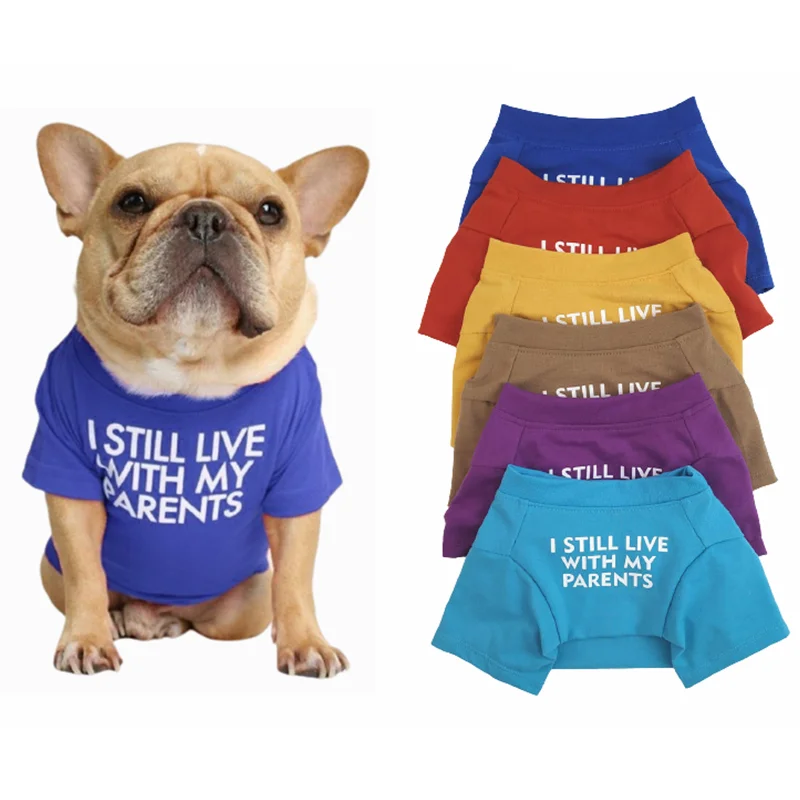 

Round Neck Fashion Doggy Outfits French Bulldog Pet Clothes Stretch Thin Letter Pullover Pain Casual Dog T-shirt Clothes