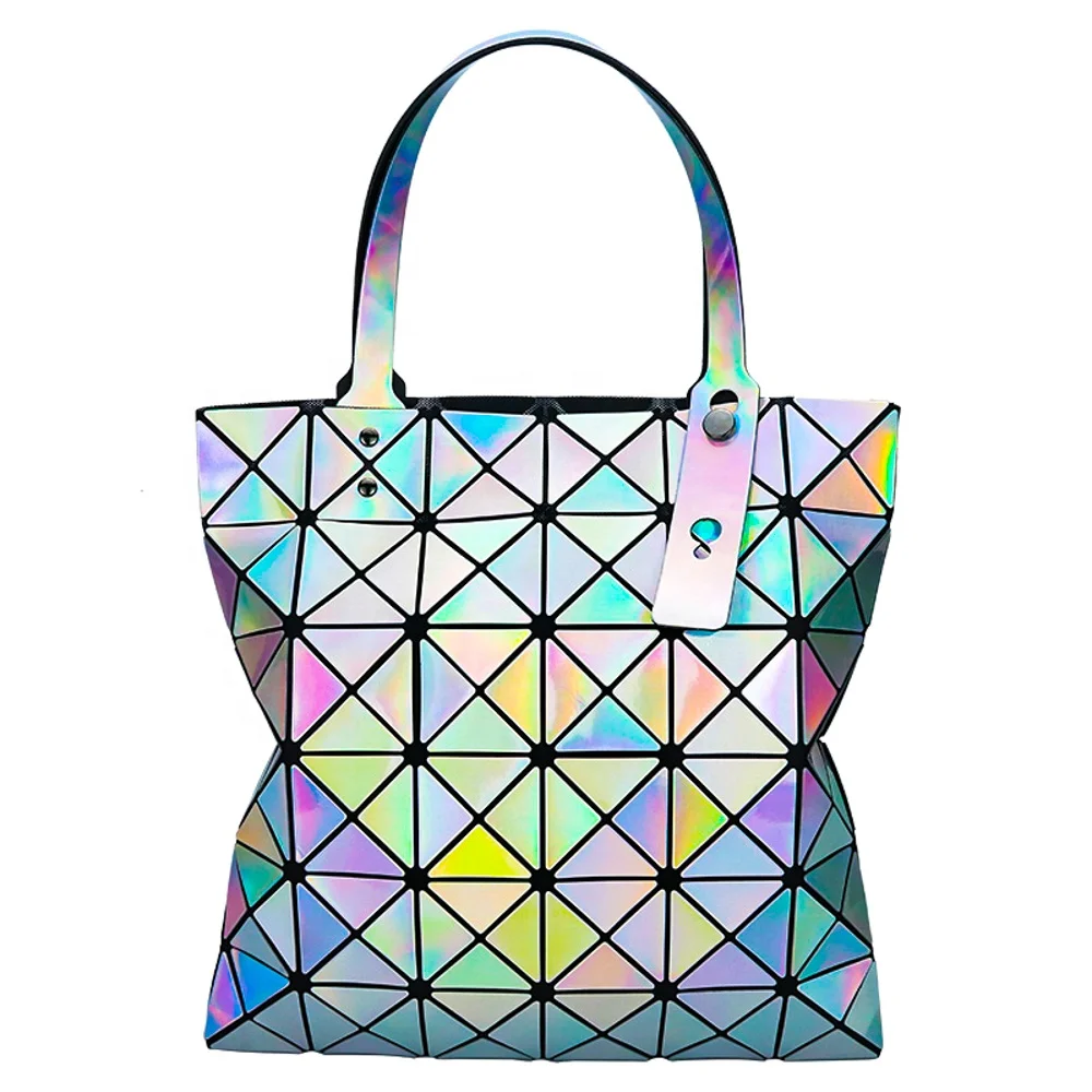 

Latest Fashion Wholesale Women Designed Laser Holographic Tote Bags With Custom Printed Logo, 2 colors