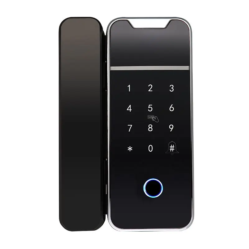 WiFi Bluetooth TTLock APP Fingerprint Glass sliding door lock for Office and Home