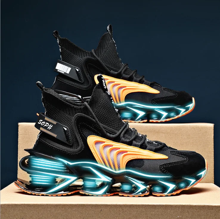 

New trendy UK wholesale high top sock custom men sports casual sneakers basketball shoes