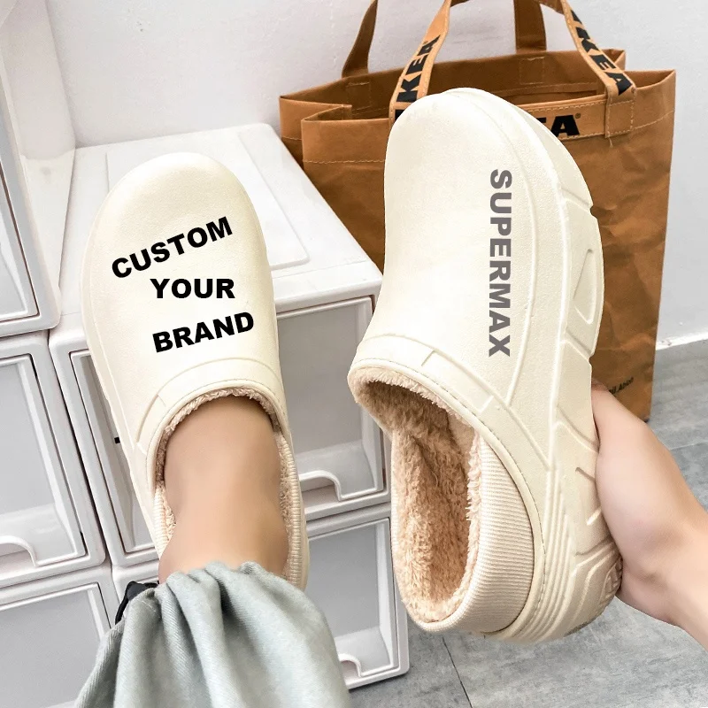 

Winter Men Slippers Warm Fur Slippers Waterproof Furry Indoor Cotton Shoes Wrapped Heel Fluffy Slides Male Casual Plush Clogs 39