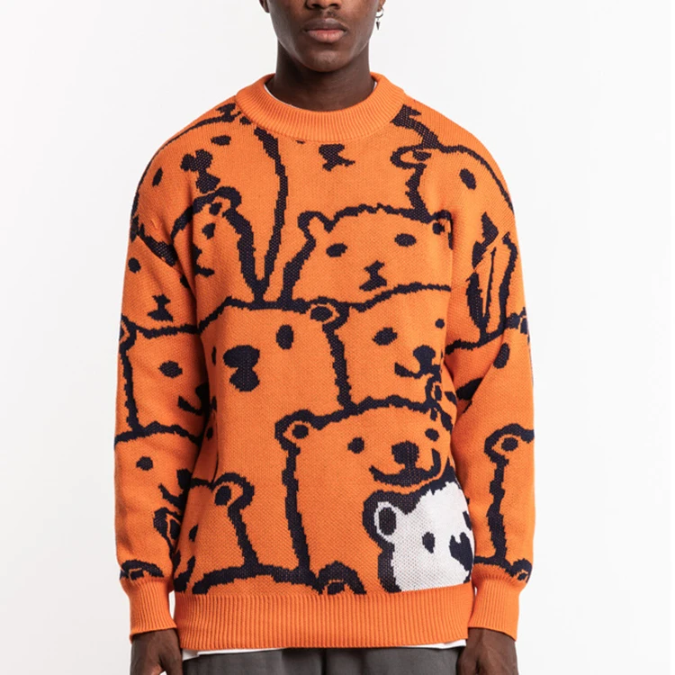 

Oem Men Acrylic Cartoon Printed Fabric Pullover Knitting Sweater